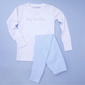 Magnolia Big Brother Pajama Set - White and Light Blue